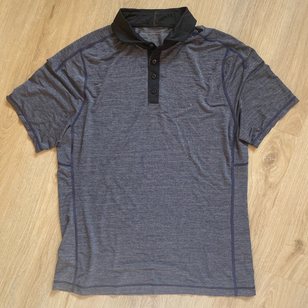 lululemon athletica Men's Black and Dark Gray Polo Shirt